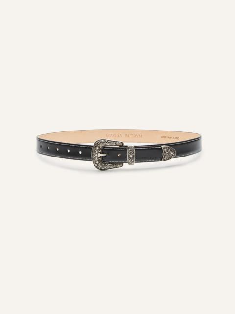 MAGDA BUTRYM Western leather belt with contrast stitching in black