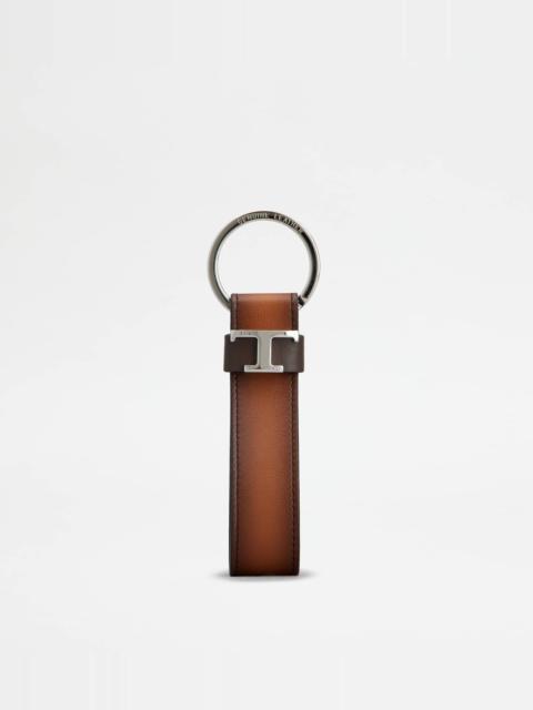 Tod's KEY HOLDER IN LEATHER - BROWN, BEIGE