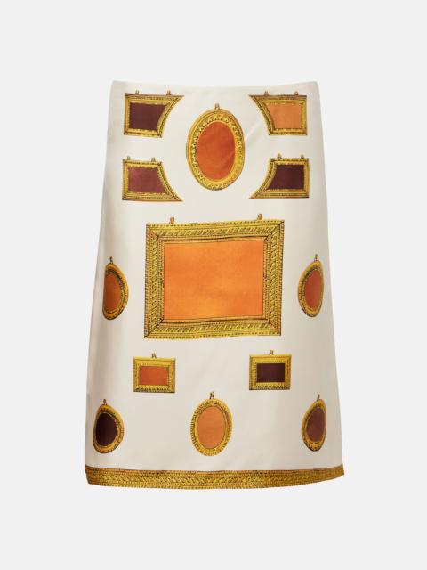 VERSACE Printed silk twill pencil skirt