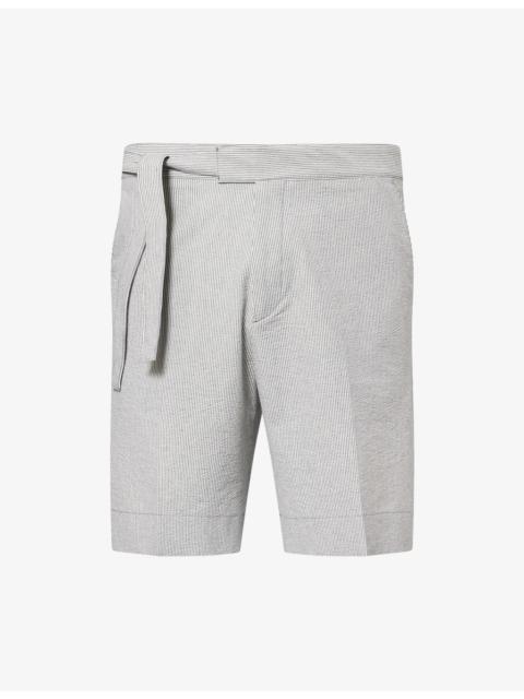 Paul Smith Stripe Seersucker Tie-Waist Cotton Blend Shorts