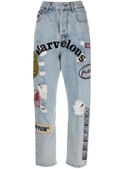 PHILIPP PLEIN patchwork boyfriend jeans