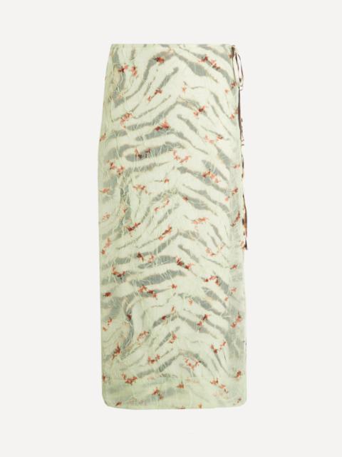 GANNI Shibori Printed Satin Skirt
