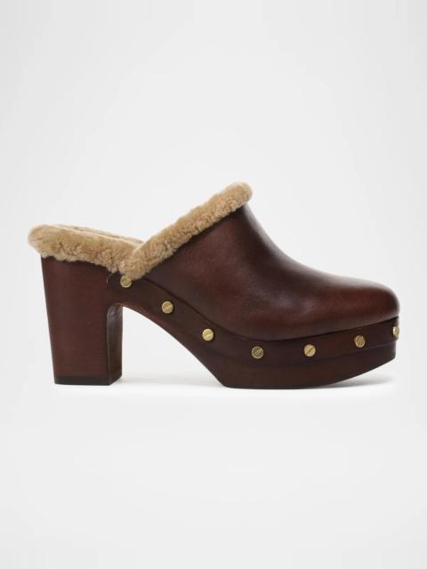 VERONICA BEARD 95mm Larken Shearling-Lined Leather Clogs