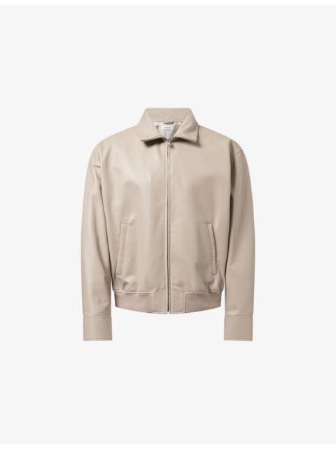 FRAME Collared Zip-Up Leather Bomber Jacket