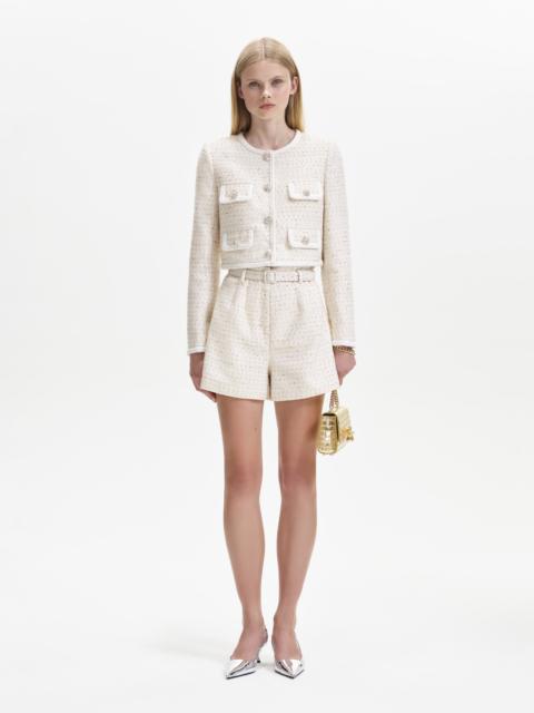 self-portrait Cream Boucle Short