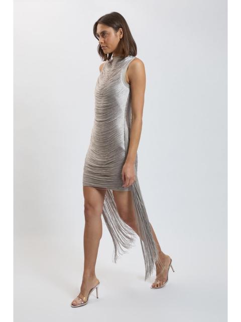 KAREN MILLEN Bandage Figure Form Knit Tassel Mini Dress