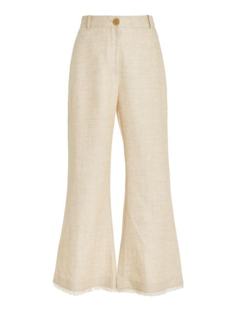 BY MALENE BIRGER Caras Raw Edge Flared Linen-Blend Pants taupe