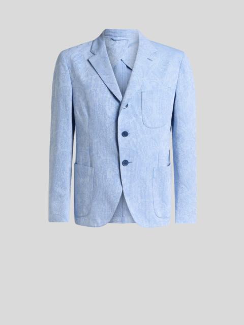 Etro SINGLE-BREASTED STRIPED COTTON JACKET WITH FLORAL PAISLEY MOTIF