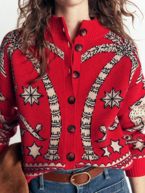 BODEN Jemma Jacquard Knit Cardigan-Merida Red Palm Tree