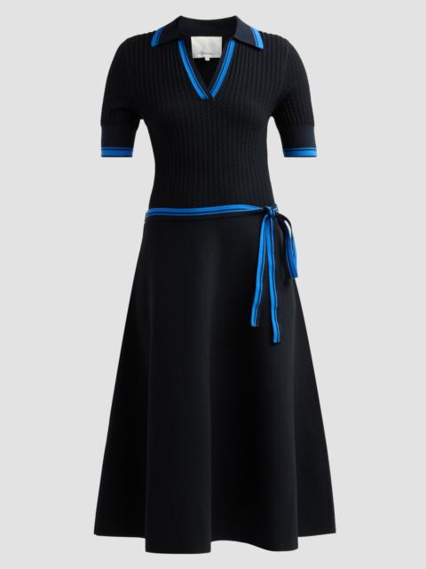 3.1 Phillip Lim Women's Textured Ribbed Tie-Waist Polo Dress - Caviar Royalty