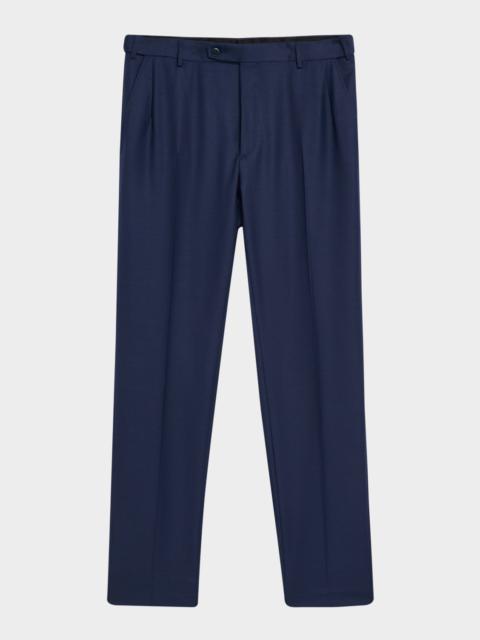 Brioni Men's Wool Textured Straight-Fit Formal Pants