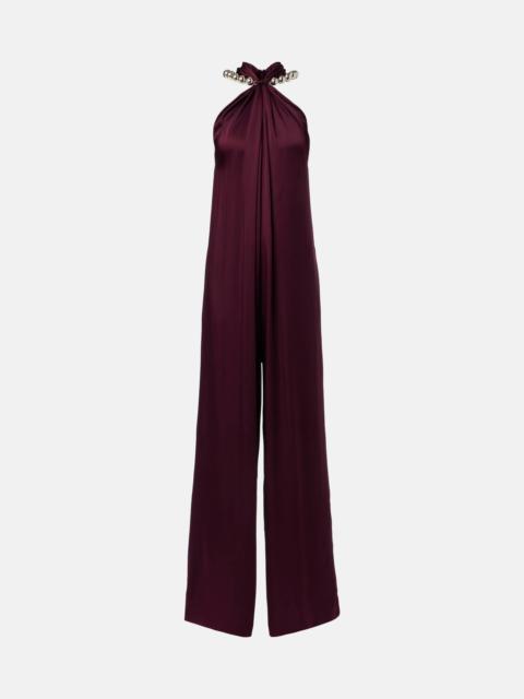 Stella McCartney Embellished halterneck satin jumpsuit