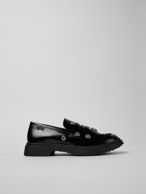 CAMPER Twins Black Leather Moccasins for Men.