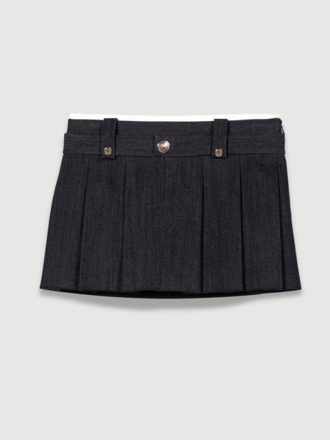 maje Black denim-effect mini skirt