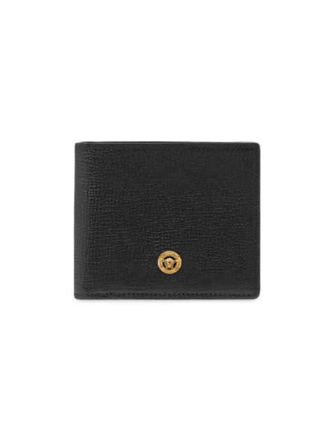 VERSACE Men's Leather Bifold Wallet - Black Gold