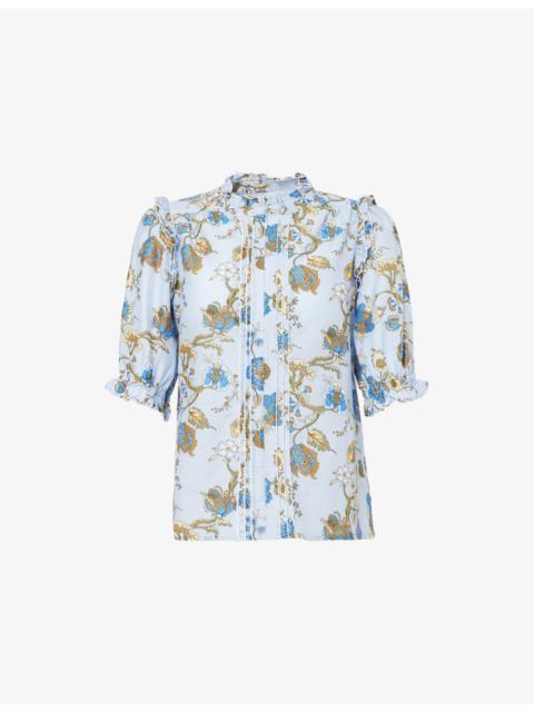 ME+EM Floral-Print Cotton Blouse