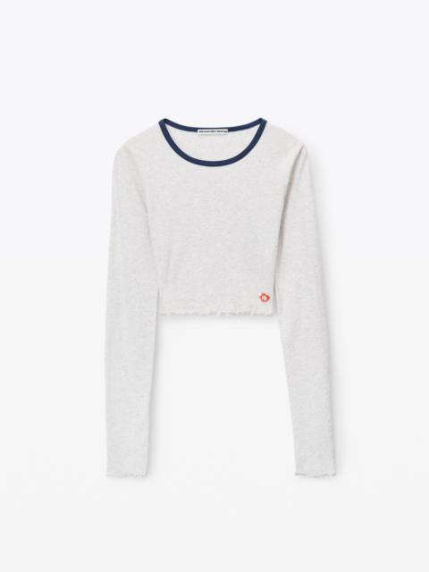 Alexander Wang lettuce hem crewneck in micro rib jersey