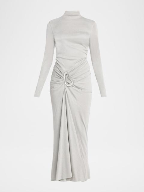 SILVIA TCHERASSI Venus Draped Long-Sleeve Midi Dress