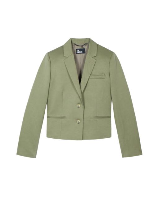 The Kooples SHORT SUIT JACKET IN KHAKI LINEN AND COTTON