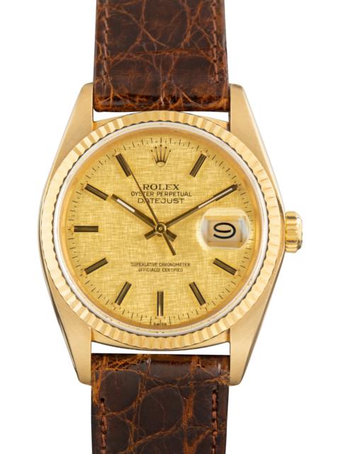 ROLEX Pre-Owned Rolex Datejust 36 Ref 16018 Yellow Gold on Leather
