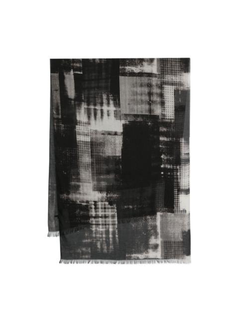 Y's geometric-print frayed scarf