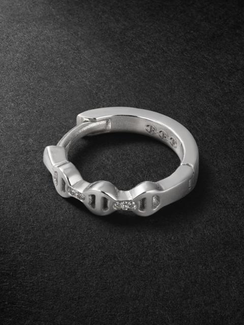 HOORSENBUHS® 18-Karat White Gold Diamond Single Hoop Earring