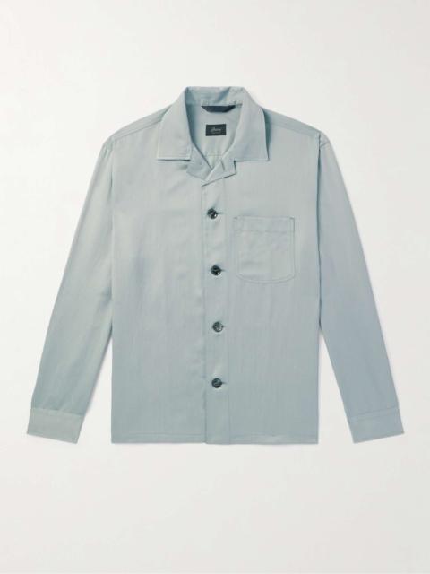 Brioni Camp-Collar Silk and Linen-Blend Twill Overshirt