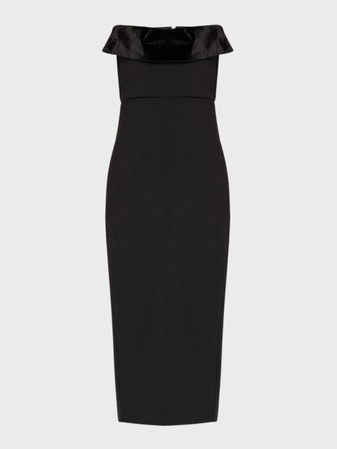 ROLAND MOURET Strapless Crepe Midi Dress