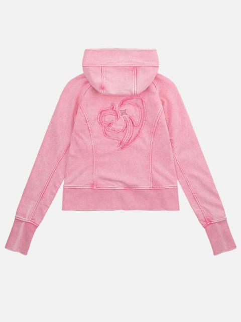 EVISU Heart Seagull Appliqued Dirty Wash Zip-up Hoodie