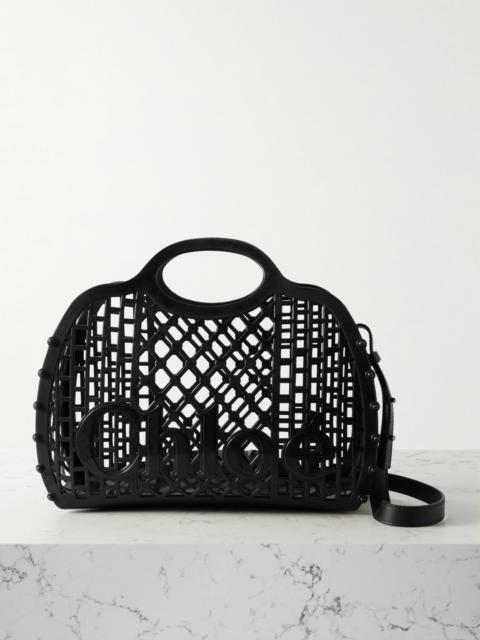 Chloé Cage leather-trimmed studded rubber shoulder bag Black