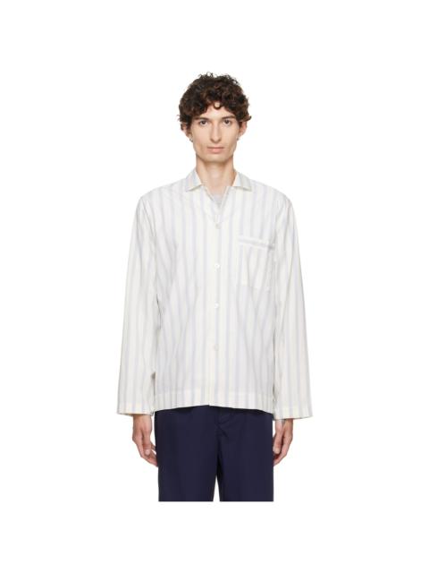 TEKLA Off-White & Blue Poplin Long-Sleeved Pyjama Shirt