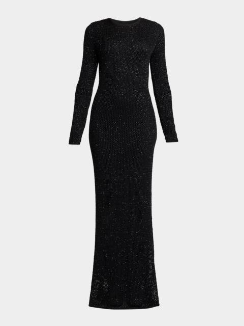 Golden Goose Journey Long-Sleeve Sequined Mesh Maxi Dress