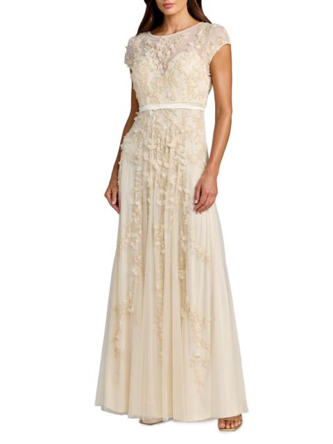 MAC DUGGAL Women's Evening Floral-Embroidered Mesh Gown - Butter