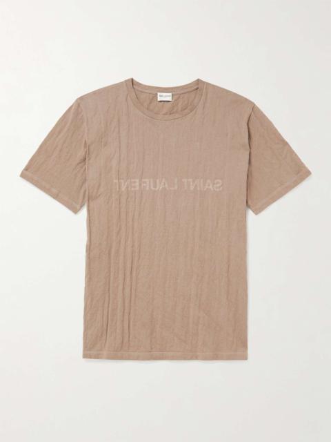 SAINT LAURENT Logo-Print Crinkled Cotton-Blend Jersey T-Shirt