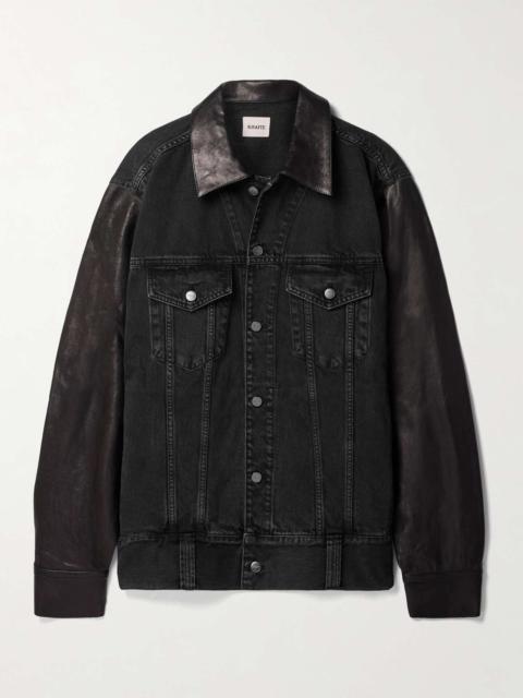 KHAITE Grizzo oversized leather-trimmed denim jacket