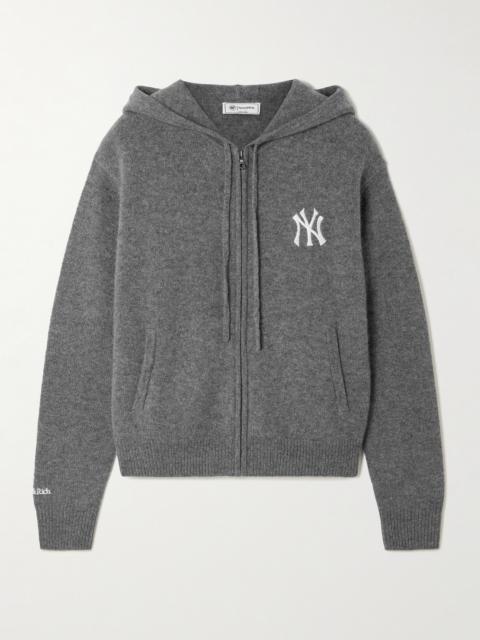 Sporty & Rich + '47 And New York Yankees Embroidered Cashmere And Wool-blend Hoodie