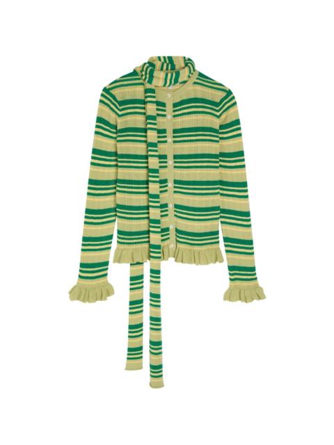 DAMSON MADDER. striped ruffled cardigan