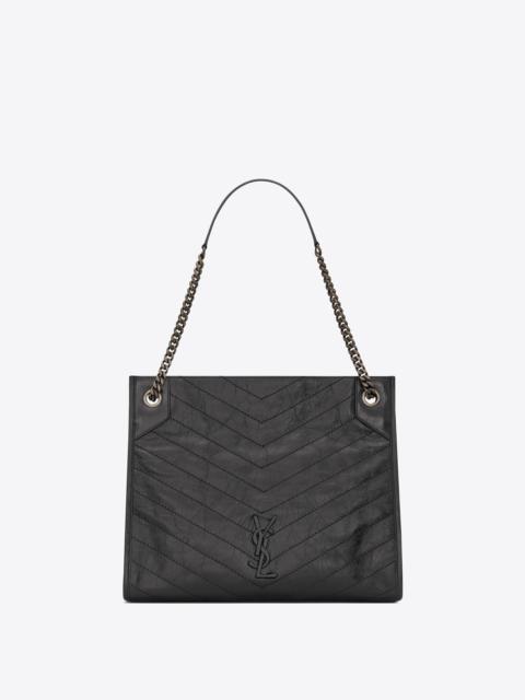 SAINT LAURENT niki medium shopping bag in crinkled vintage leather