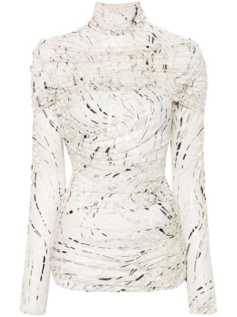 MUGLER abstract-print ruched top
