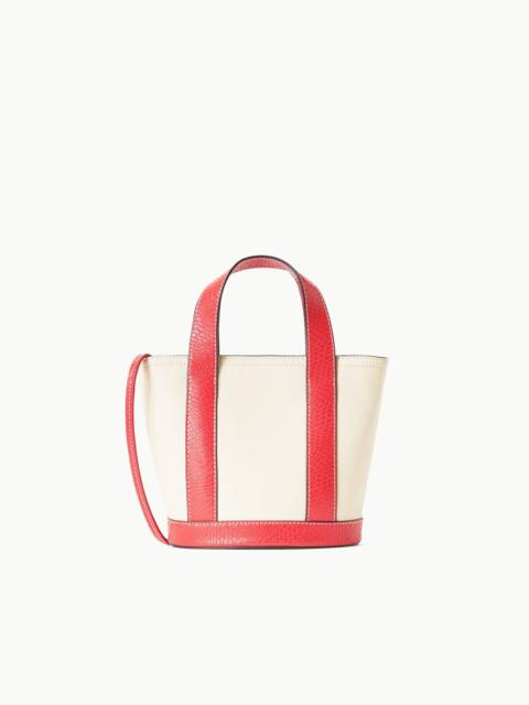 STAUD ALLORA MINI TOTE CREAM RED ROSE