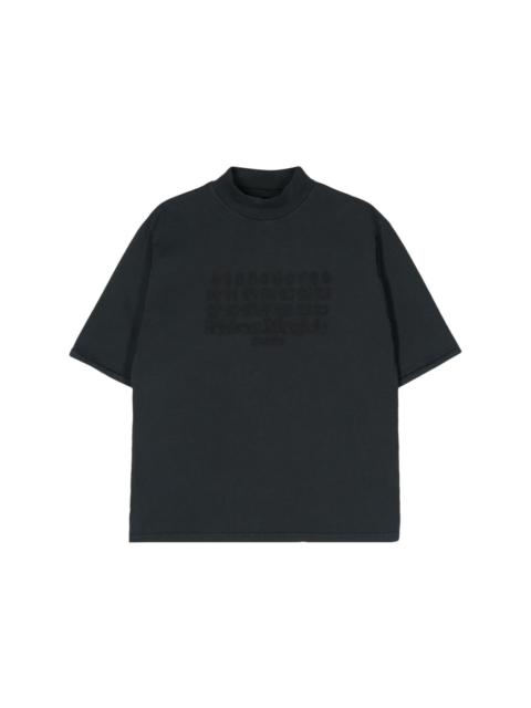 numbers-embroidery cotton T-shirt