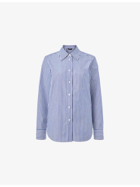 WHISTLES Striped Relaxed-Fit Cotton Shirt