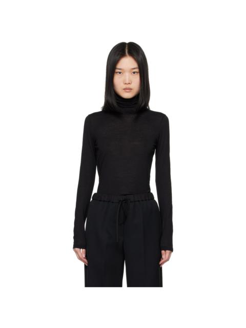 Black Bonded Logo Turtleneck