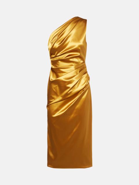 Gathered satin cocktail dress