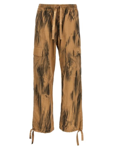 MSGM Dirty-Effect Cargo Pants Beige