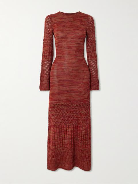 ESCVDO Murga Open-back Pointelle And Ribbed-knit Alpaca Maxi Dress