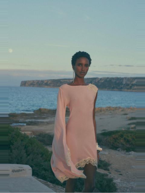 De La Vali VETA MINI DRESS IN PINK CREPE DE CHINE