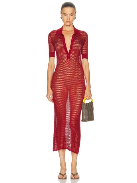 KIKI DE MONTPARNASSE Silk Crochet Polo Dress