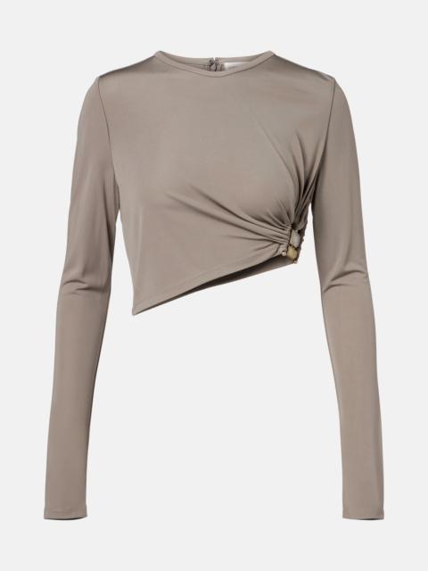 CHRISTOPHER ESBER Bezel Quartz asymmetric jersey crop top