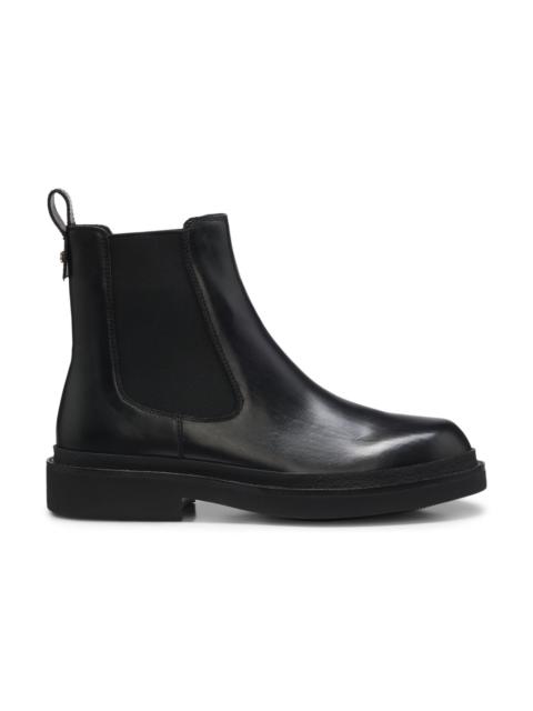 BOSS LEATHER CHELSEA BOOTS WITH GOLD-TONE DOUBLE B MONOGRAM